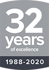 32 years experience badge